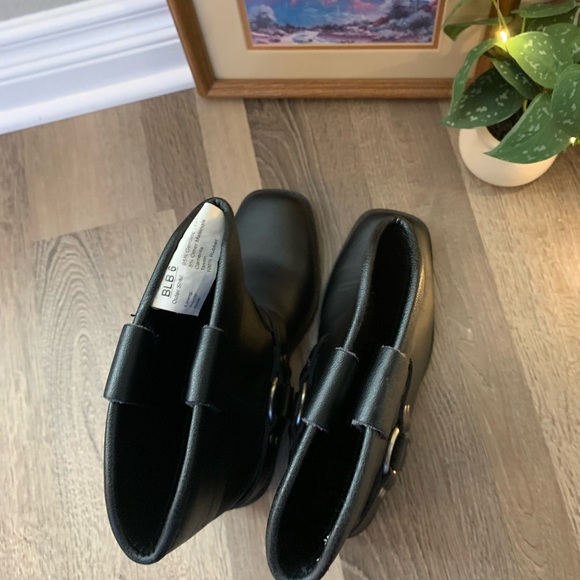 Motorcycle Work Leather black square toe boots - Picture 2 of 8